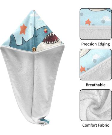 Blue Sharks 2 Pack Hair Towel - Super Absorbent Quick Drying Turbans for Women & Girls - Buy Online on GoSupps.com