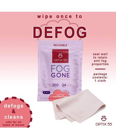 Fog Gone Anti Fog Wipe for Glasses - Reusable Microfiber Lens Cleaner for Eyeglasses, Electronics, Ski Masks & Screens - Streak-Free - 1 Pack - Buy Online on GoSupps.com
