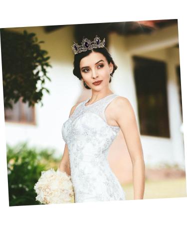 Ipetboom 1pc Bridal Headdress Crown Hairband Vintage Crown Headdress Bride Hair Wedding Headband Crystal Crown Headband Women Crown Headdress Vintage Crown Headband Bride Crown 13x6.5cm Purple - Buy Online on GoSupps.com