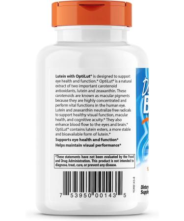 Buy Doctor's Best Lutein 20 mg with OptiLut - 120 Veggie Caps for Eye Health - Buy Online on GoSupps.com