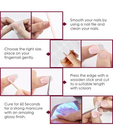 20 Stickers Semi Cured Nail Wraps Soft Self-Adhesive Gel Nail Stickers ZAHVIA Salon-Quality Gel Nail Polish Strips Manicure Stickers Set-Clear (UV/LED Lamp Required) - Buy Online on GoSupps.com