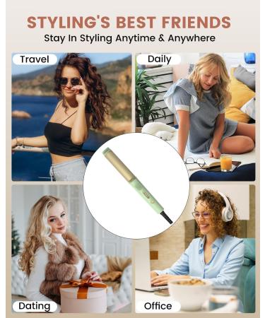 Mini Curling Iron 1 - Dual Voltage Travel Size for Short & Medium Hair | Adjustable Heat Fast Heating Includes Storage Bag & Gloves - Buy Online on GoSupps.com