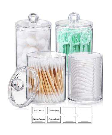 Aozita Qtip holder for cotton balls cotton swabs round cotton pads dental floss-transparent plastic pharmacists' set for bathrooms storage organization make-up organizer 4 pieces 4 pack 10oz - Buy Online on GoSupps.com