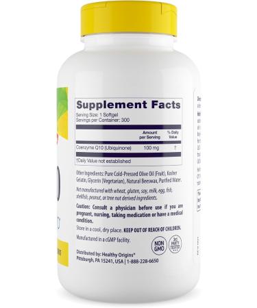 Healthy Origins Natural CoQ10 100 mg - Heart Health & Energy Supplement - Gluten-Free & Non-GMO - 300 Softgels - International Shipping Available - Buy Online on GoSupps.com