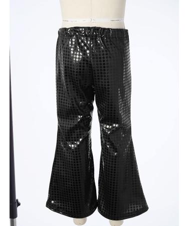 JEATHA Kids Girls Shiny Sequin Dance Pants | Wide Leg Bell-Bottoms for Jazz Hip-Hop Dancing | Black, 6-7 Years - Buy Online on GoSupps.com