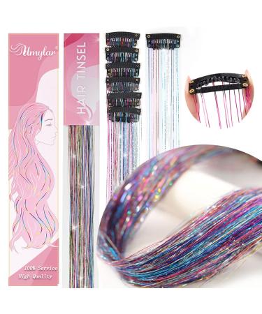 12 Pcs Clip in Hair Tinsel Pack - 20 Inch Colorful Glitter Extensions for Women, Girls, Kids - Festival Gift, Fairy Hair, Party Accessories Kit - Buy Online on GoSupps.com