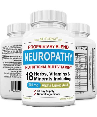 Neuropathy Nerve Support Relief Supplement 600 mg Alpha Lipoic Acid - Benfotiamine, Peripheral Neuropathy, Sciatica, Feet Hand Legs Toe Support - Best Maximum Strength Natural Renew Formula 120 Pills