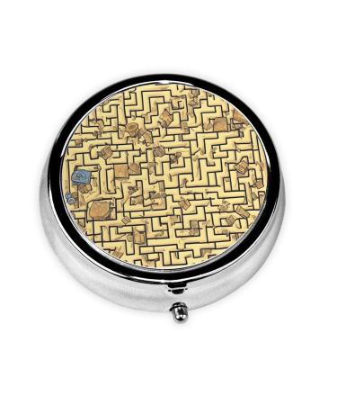 Treasure Mazeround Pill Box 3 Compartment Round Pill Box Organizer Portable Travel Pill Box for Traveling.