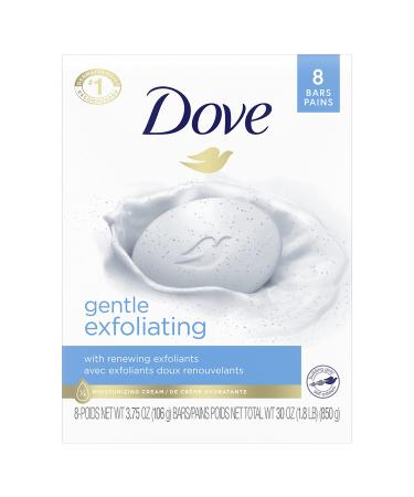 Dove Beauty Bar More Moisturizing Than Bar Soap Gentle Exfoliating With Mild Cleanser For Softer And Smoother Skin 3.75 oz 8 Bars
