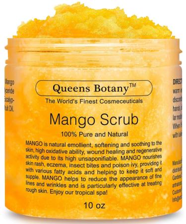Mango Scrub - Moisturizing Shea Butter, Saffron & Nourishing Body Oils - Exfoliating Salt Scrub For Body & Face -Win Against Aging, Stretch Marks, Cellulite, Acne & Dead Skin Scars- 10 oz