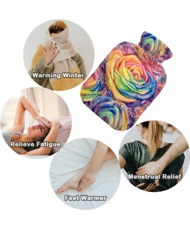 NAANLE Hot Water Bottle with Cover - Watercolor Rainbow Roses 1L for Pain Relief & Heat Therapy | Transparent Design - Buy Online on GoSupps.com