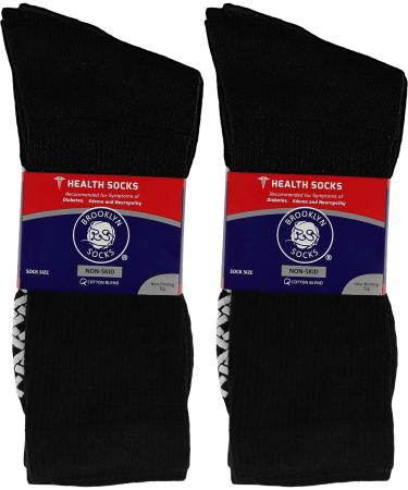 Non-Skid Diabetic Cotton Crew Socks 6-Pack Medium - Black - Buy Online on GoSupps.com