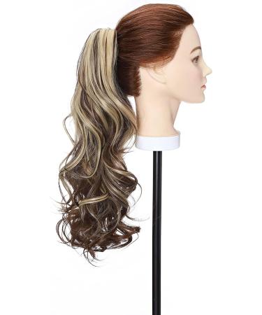 S-noilite Clip-In Ponytail Extension 18 Curly Medium Brown mix Dark Blonde - 145g Synthetic Hairpiece for Women - Buy Online on GoSupps.com