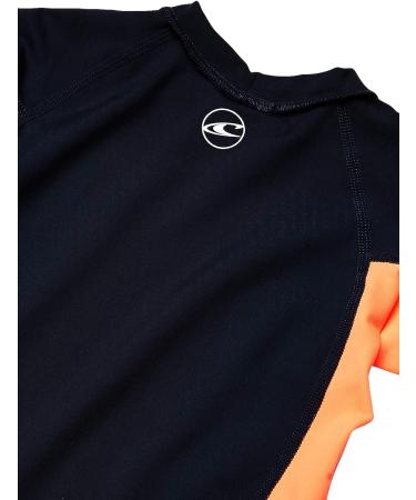 O'Neill Girls Premium Skins UPF 50+ Short Sleeve Rash Guard - Abyss/Papaya - Size 4 - Buy Online on GoSupps.com