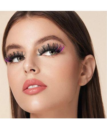 Buy 7 Pairs Fluffy Colorful D Curl Mink False Lashes | 3D Rainbow & Fox Eye Lashes for Cosplay - International Shipping Available - Buy Online on GoSupps.com
