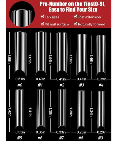Kalolary Clear Extra Long C Curved False Nail Tips 400p Extra Long Nail Tips C/U Curve Half Cover False Nails French False Nail Tips with Box - Buy Online on GoSupps.com