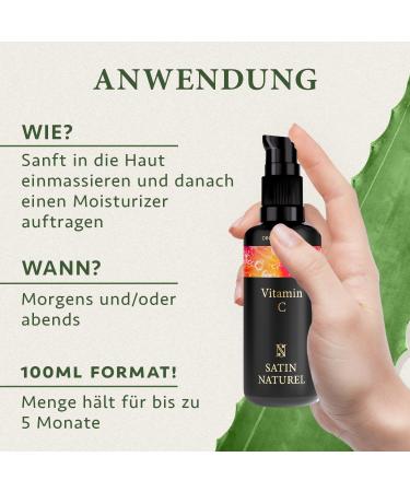 Vitamin C Serum 100ml - Hyaluron & Bio Aloe Vera - Vegan Facial Care for Women - Dark Circle & Pigment Spot Remover | Satin Nature - Buy Online on GoSupps.com