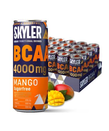 Skyler 4 000 mg BCAA Drink Mango including deposit disposable 24 x 330 ml high-performance drink with 106 mg caffeine pre-workout booster without sugar low carb zero sugar