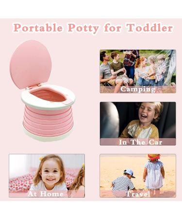 Foldable Toddler Travel Potty Seat - Portable Training Toilet for Kids, Camping & Indoor Use - Pink - Buy Online on GoSupps.com