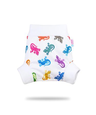 Petit Lulu Pull Up Cloth Nappy Wrap | Size L | Washable Diaper Wrap | Reusable Cloth Nappies | Made in Europe (Geckos)