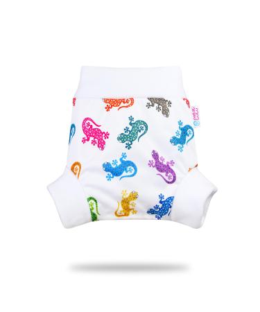 Petit Lulu Pull Up Cloth Nappy Wrap | Size XL | Washable Diaper Wrap | Reusable Cloth Nappies | Made in Europe (Geckos)