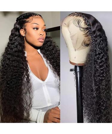 Remissin 13x4 Deep Wave Lace Front Wigs Human Hair 10A HD Lace Frontal Curly Wigs for Black Women Wet and Wavy Glueless Human Hair Wigs Pre Plucked with Baby Hair 150 Density Natural Color(22 Inch) 22 Inch 13x4 Natural C...