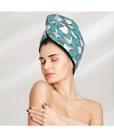 Cartoon Funny Goose Microfiber Hair Towel Wrap - Soft Super Absorbent Coral Velvet Quick Dry Cap for Long Curly & Thick Hair - Buy Online on GoSupps.com