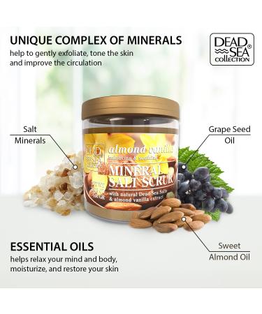 Dead Sea Collection Body Peeling 660g Natural Salt Scrub with Almond & Vanilla Oil | Organic Exfoliation & Minerals for Glowing Skin - Buy Online on GoSupps.com