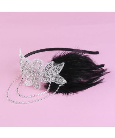 FENICAL Retro Feather Headpiece Flapper Chain Flower Hairband Great Gatsby Headband 1920s for Fancy Dress Party Dress-up Accessories - Buy Online on GoSupps.com