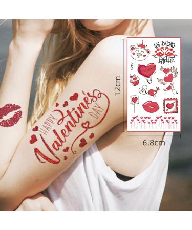 Valentine's Day Temporary Tattoo Set - 10 Sheets Waterproof Body Art Stickers for Men, Women, and Kids | Pink Rose, Sweet Love Hearts, Lips, Cupid Designs - Perfect for Legs, Arms, Face | Party Favors - Buy Online on GoSupps.com