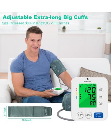 Buy Blood Pressure Monitor - Upper Arm BP Machine for Home Use with Large 3.4" Display Backlight and Pulse Rate Detection - Cuff Size 22-42cm - 99 Sets Memory (White - Buy Online on GoSupps.com