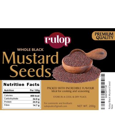 Rulop Black Mustard Seeds 200g Resealable Pouch - Premium Brown Mustard Seeds for Cooking | Freshness Guaranteed - Buy Online on GoSupps.com