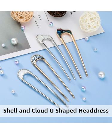 4-Piece U-Shaped Hair Pin Stick Set - Vintage Metal Hair Fork Chignon Pins - Gold & Silver Hair Styling Accessory for Women/Girls - Buy Online on GoSupps.com