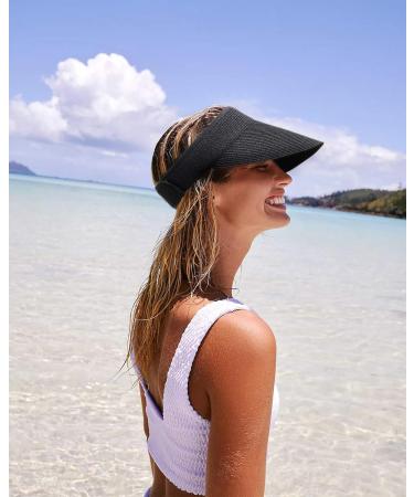 FURTALK Women's Packable Straw Sun Visor Hat UPF 50+ for Beach Travel - Black, One Size - Buy Online on GoSupps.com