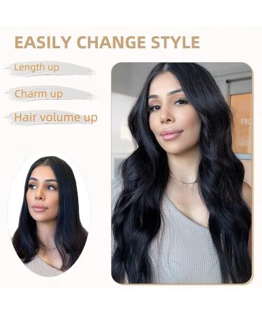 Flvaco Natural Black Hair Extensions 20 Inch - 6PCS Synthetic Clip Ins Double Weft Hairpieces for Women - Thick Wavy Hair Extensions (230G Black) - Buy Online on GoSupps.com