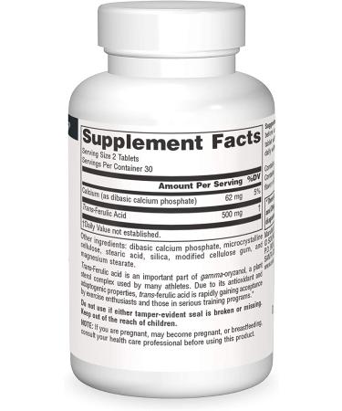 Source Naturals Trans-Ferulic Acid 250 mg - 60 Tablets for Antioxidant Support - Buy Online on GoSupps.com