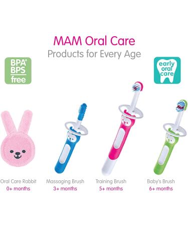MAM Baby's Brush Set (2 Training Toothbrushes 1 Safety Shield) Baby Toothbrushes with Brushy the Bear Interactive App For Boy 5+ Months Blue - Buy Online on GoSupps.com