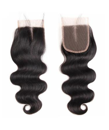 Mila Real Hair Lace Closure - 4x4 Body Wave Brazilian Virgin Remy Hair (20/50cm) Natural Black - Perfect Middle Part Accessory for Seamless Hair Styling - Buy Online on GoSupps.com