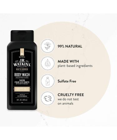 J.R. Watkins Natural Hydrating Body Wash for Men and Women - Sandalwood Vanilla - 18 fl oz (Pack of 6) - Buy Online on GoSupps.com
