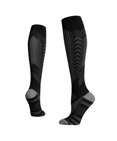 Docen Long compression sports sponge tape with reflective stripes black S/m_20-39 mmHg-circulating support socks black S/M