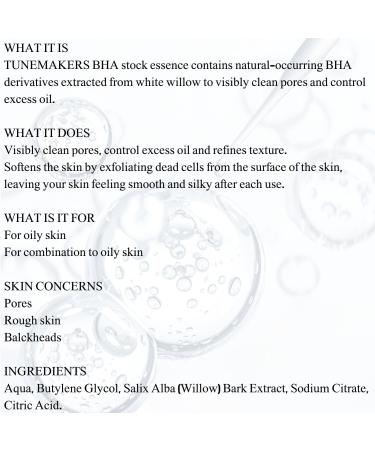 TUNEMAKERS BHA Derivative Extract Serum: Pore-Cleansing Skincare Essence for Oily and Combination Skin - 10ml - Buy Online on GoSupps.com