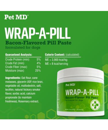 Pet MD Bacon Flavour Pill Paste for Dogs - 59 Servings - Hide Pills Easily - Buy Online on GoSupps.com