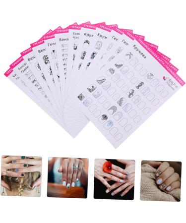 minkissy 12 Sheets Coloring Exercise Book Nail Art Supplies Nail Art Book Nail Art Training Kit Manicure Training Kit Nail Tech Supplies Nail Art Template Nail Art Tools Paper White - Buy Online on GoSupps.com