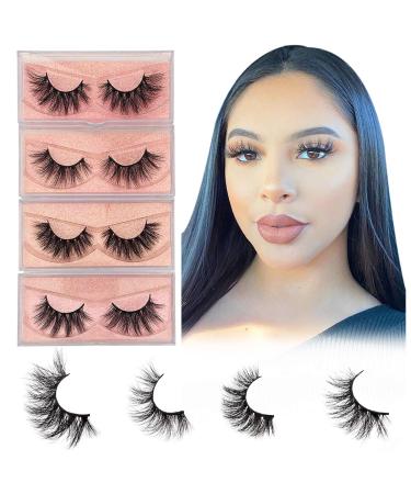 DOORES Fake Eyelashes 3D Mink Lashes, 16-20mm 4 Styles Daily Crossed Cluster Siberian False Eyelashes Hand Made Strips Real Eyelashes Reusable Make Up Lashes mixed-mink eyelashes 4 styles/16mm-20mm