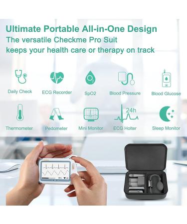 Viatom Portable Bluetooth EKG Monitor - 24-Hour EKG Oxygen Saturation Blood Sugar & Pressure Monitor Thermometer | iOS & Android Compatible App - Buy Online on GoSupps.com