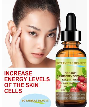 Botanical Beauty Organic Cranberry Seed Oil - 100% Pure & Unrefined Cold Pressed Carrier Oil for Face Skin Hair & Anti-Aging - 10ml - Buy Online on GoSupps.com