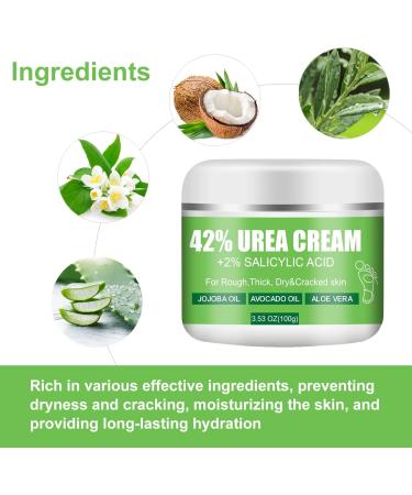 42% Urea Foot Cream - Urea Cream for Feet - Foot Cream for Dry Cracked Heels and Feet - Urea Cream with Salicylic Acid 2% Tea Tree Aloe Vera - Foot Lotion for Deep Moisturize for Thick Rough Skin - Buy Online on GoSupps.com