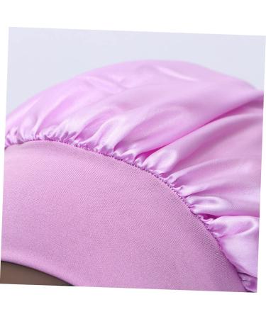 Silk Curly Hair Sleep Cap for Women - Purple | Elastic Night Bonnet Hat - Buy Online on GoSupps.com