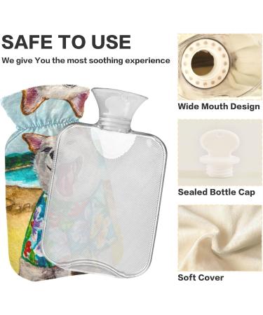 Husky Ocean Beach Hot Water Bottle 2L - Large Pain Relief Bag with Cover for Bed Hands & Feet - Buy Online on GoSupps.com