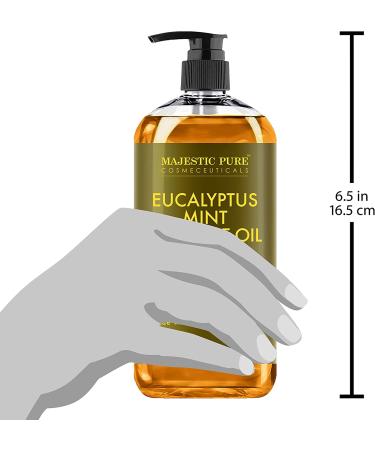Majestic Pure Eucalyptus Mint Massage Oil 8 fl oz - Refreshing & Relaxing Therapeutic Blend - Natural Oils for All Skin Types - Made in USA - Buy Online on GoSupps.com